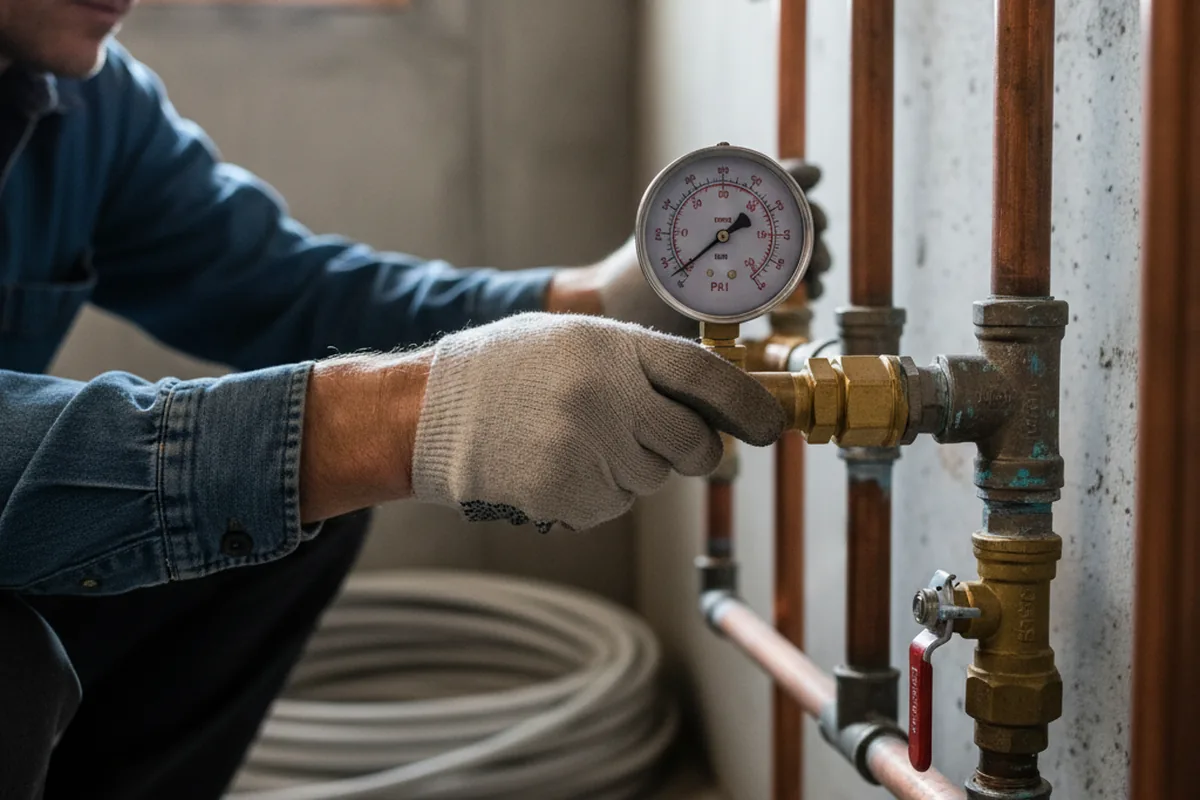 Pressure testing a repaired line during Water Line Repair in Catskill